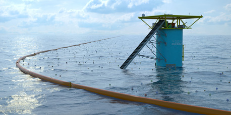 The OceanCleanUp voor de kust van Scheveningen